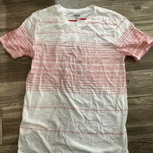 Mossimo Supply Co. White & Light Pink Striped V-Neck Tee